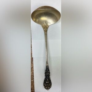 ANTIQUE LARGE LADLE STERLING SILVER R MARKING 230 GRAMS 12” LONG